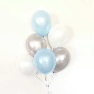 30 Balões Cor Prata Platino e Azul e Branco Cintilante nº10 Dia dos Pais em Oferta na Shopee