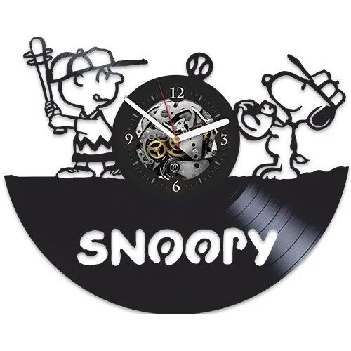 Snoopy - Relógio Disco De Vinil Decoração
