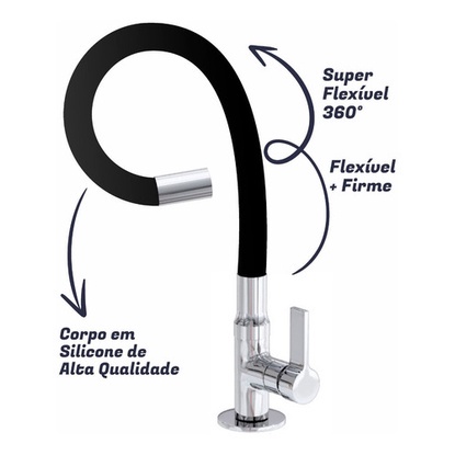 Torneira Cozinha Gourmet Pia Mesa Bancada Cano Flexível em Oferta na Shopee