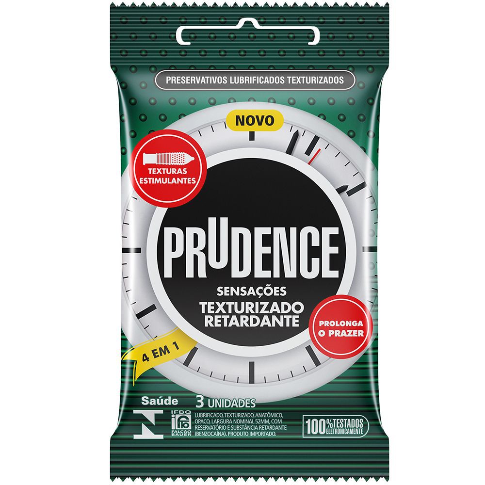 Preservativo Camisinha Prudence Retardante Textura 3 Pacotes 9 Unidades