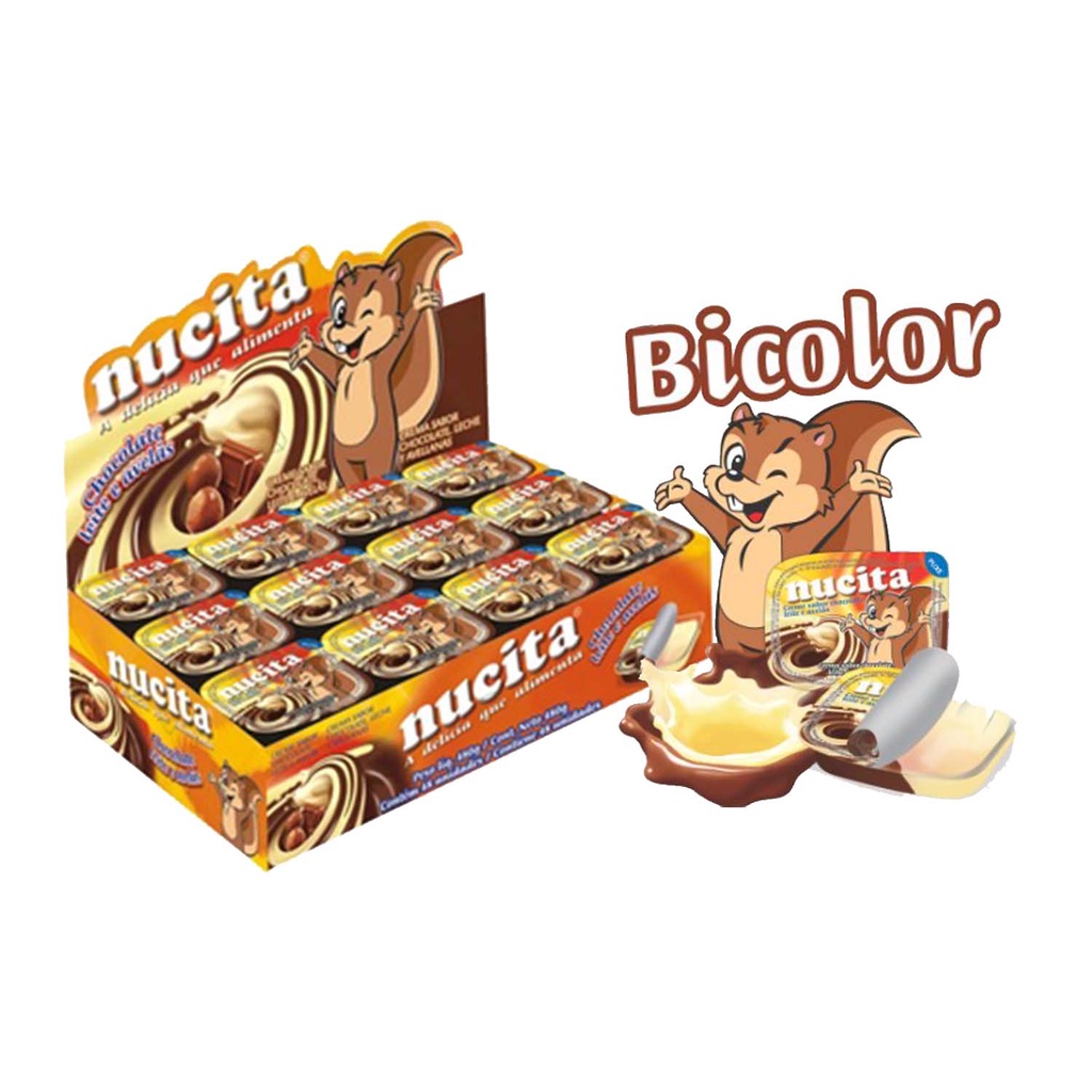 Nucita Bicolor Creme Avelã Chocolate 10g Display Com 48 Unidades