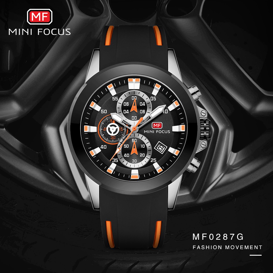 MINI FOCUS Foco Marca Cronógrafo Relógios Masculino Moda Casual Esporte Data Quartzo Silicone De Pulso Luxo À Prova Dwat