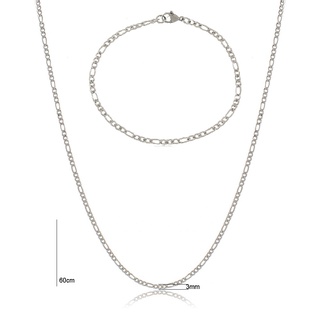 Corrente Pulseira Cordão Grumet 3x1 3mm Fina Aço Inox