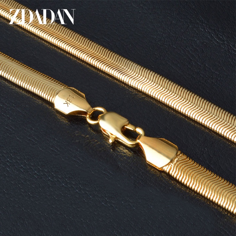 ZDADAN 925 Prata 18K Ouro 6MM Colar De Corrente De Cobra Para Homens Presentes De Festa De Jóias De Moda