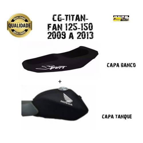 Capa Banco Sport Pret + Capa Tanque Cg-titan-fan 125-150