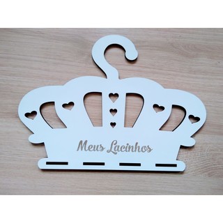Cabide coroa porta laço de MDF branco