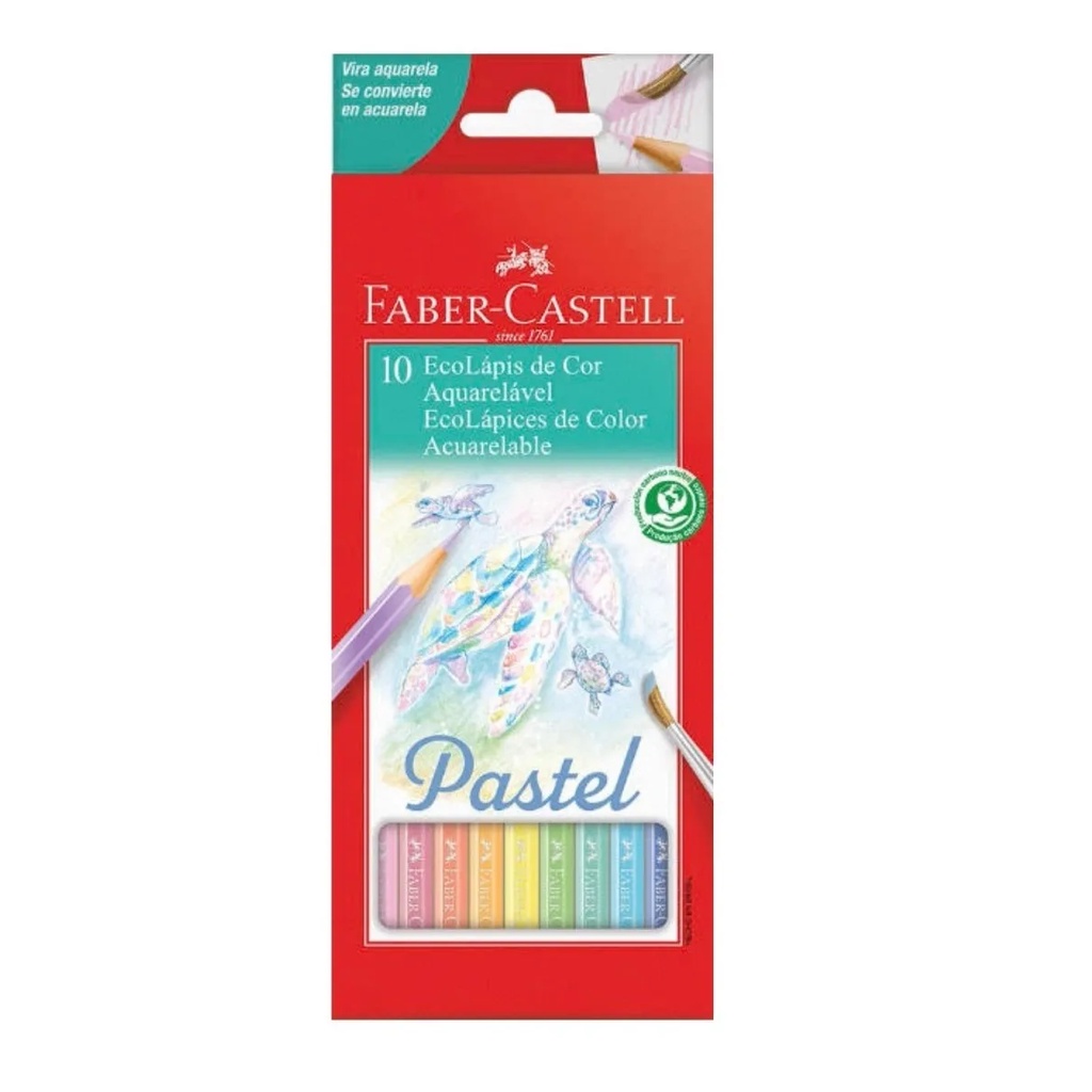 Lápis de Cor Aquarelável 10 Cores Pastel - Faber Castell