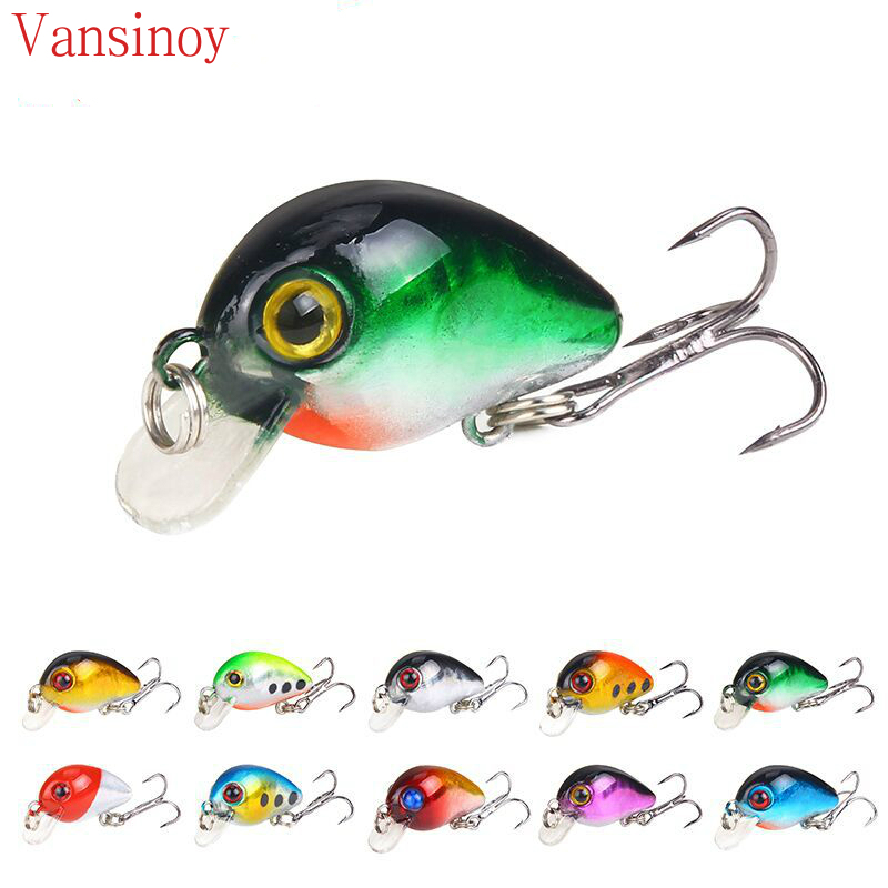 Vansinoy Mini Crank Rock Lure 10 Cores 3cm/1.6g Simulação De Isca Plástica Gorda Falsa Dura