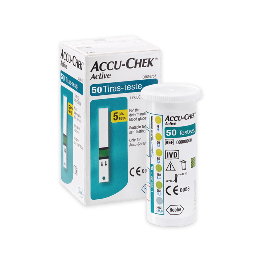 Accu chek Active Fitas Tiras de Glicemia Caixa Com 50 Unidades