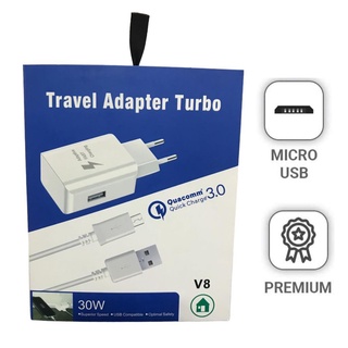 CARREGADOR V8 MICRO USB TURBO 30W RAPIDO 3.0 ML-6638 ATACADO