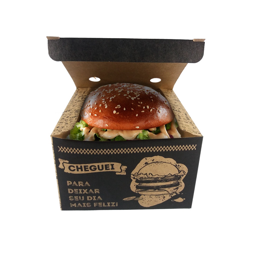 100 - Caixa Box Embalagem Delivery Hambúrguer Gourmet Al-k15 em Oferta na Shopee