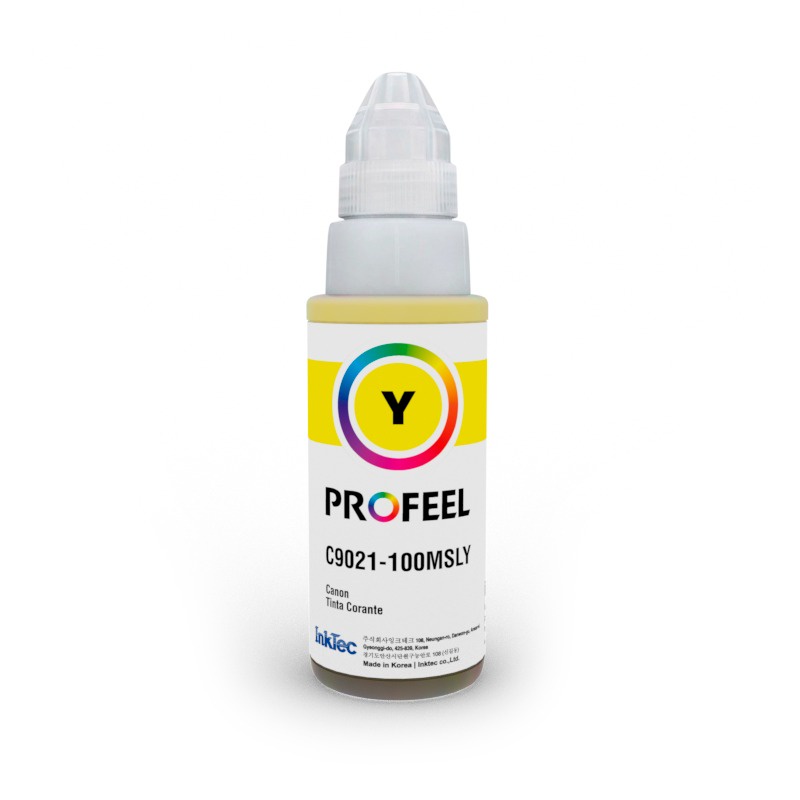 Tinta Corante InkTec Profeel C9021 100ml Yellow Compatível com Impressora Canon Mega Tank G1100 G1110 G2100 G2110 G2160 G3160 G3100 G3110 G3111 G4100 G4110 G4111 G6010 G7010