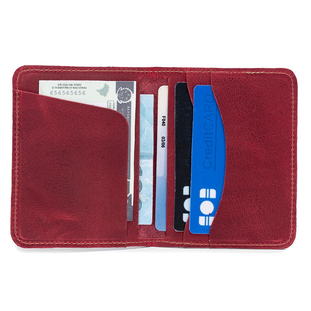 Porta Cartão Mini Carteira Vertical 100% Couro Legítimo Compacta