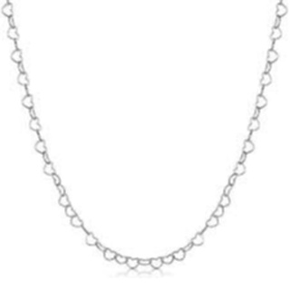 Colar Feminino Choker Gargantilha Elo Coração Vazado Prata 925 40cm 3mm