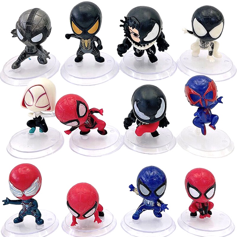 12 Peças/kit Bonecos De Veneno Homem-Aranha Gwen Stacy Miniaturas Figuras Do Modelo Colecionável