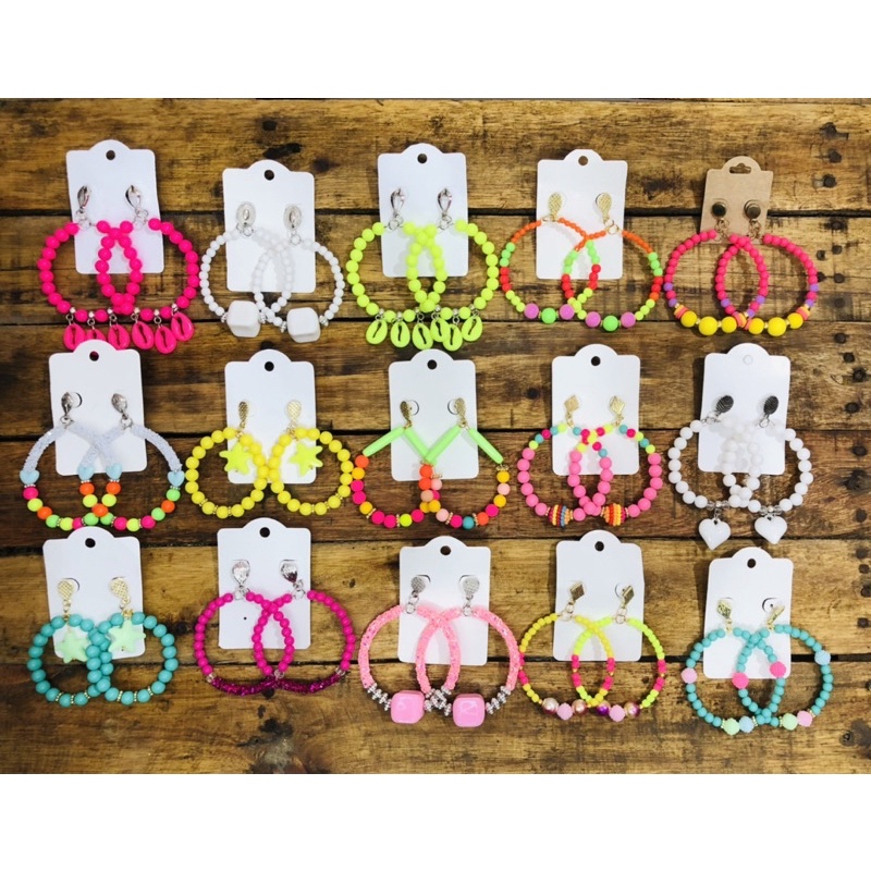 10 Pares de Brincos de Miçanga Colorido / Argola de Miçangas Revenda Atacado em Oferta na Shopee