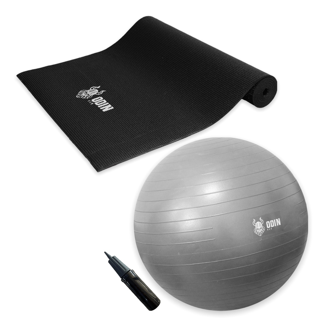 Kit Tapete Yoga PVC e Bola Suiça 55cm pilates Odin Fit em Oferta na Shopee