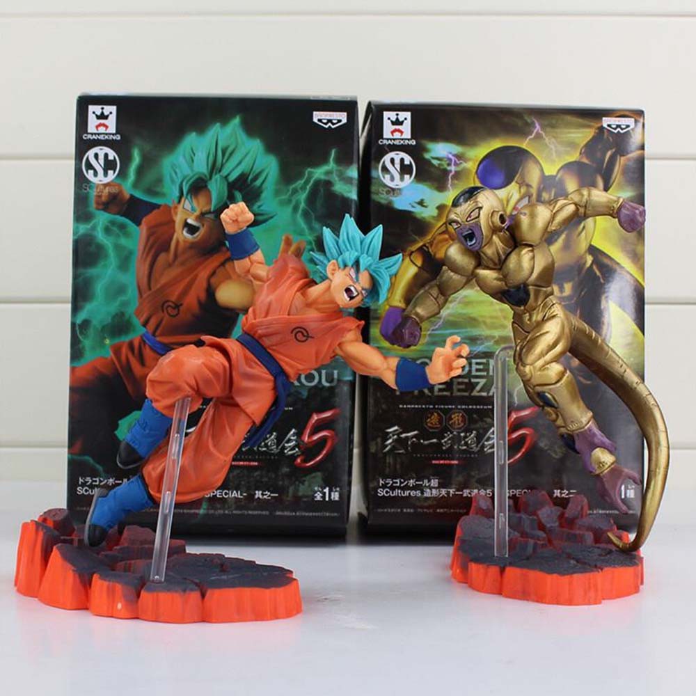 2 Pçs/Set 15cm Anime Dragon Ball Super Song Goku Kakarotto Ouro Frieza Saiyan Deus Azul PVC Figuras De Ação Modelo Boneca Brinqu