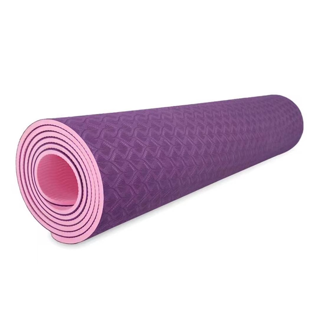 Tapete de yoga ecológico material TPE antiderrapante duas cores 6mm com sacola