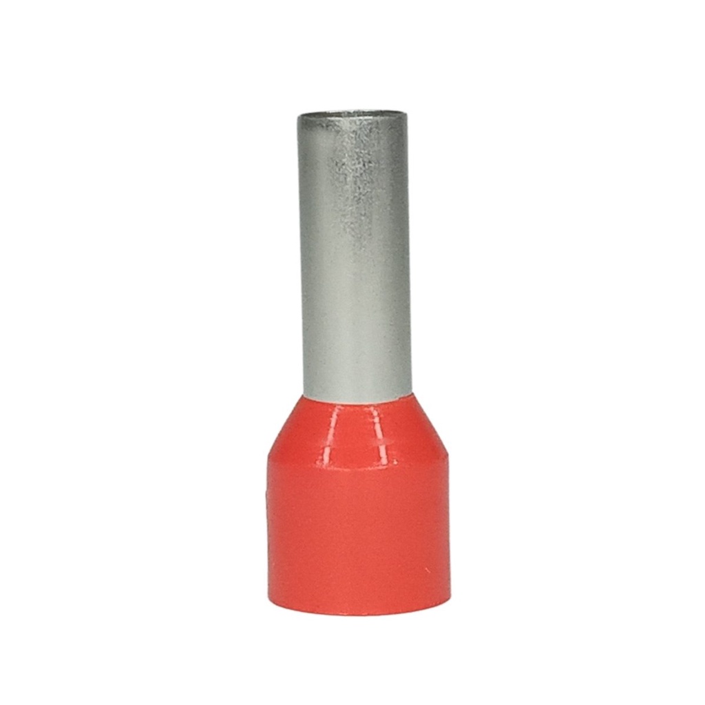 Conector Pré Isolado Tubular Ilhós Vermelho 10 mm - 200 Unid Instalação Terminal Elétrico Ilhos Tubolar Simples Isolado
