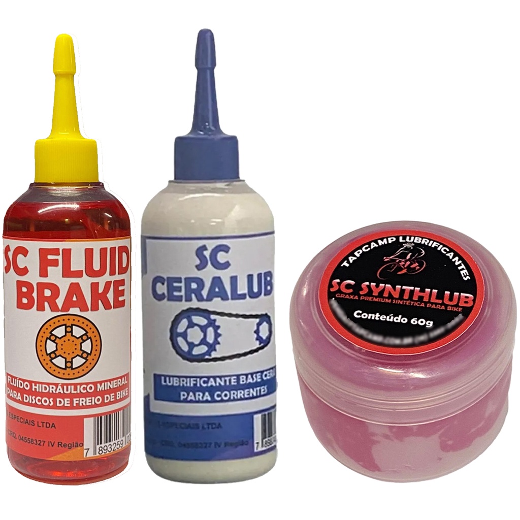 Óleo Mineral Freio Bike + Cera Corrente + Graxa Sintética + Graxa  Suspensão