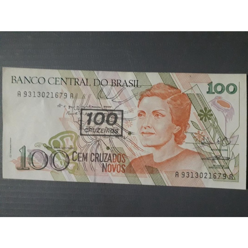 CÉDULAS BRASILEIRAS - 100 CRUZEIROS - Cecília Meireles 3EDIÇÃO - CARIMBADA 100 CRUZEIROS [Maílson Ferreira da Nóbrega]