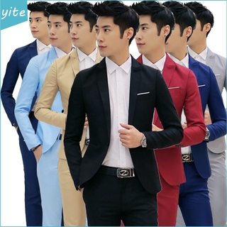 Blazers Blazer Suit Jacket Casual Negócio Formal Manga Longa Slim Fit
