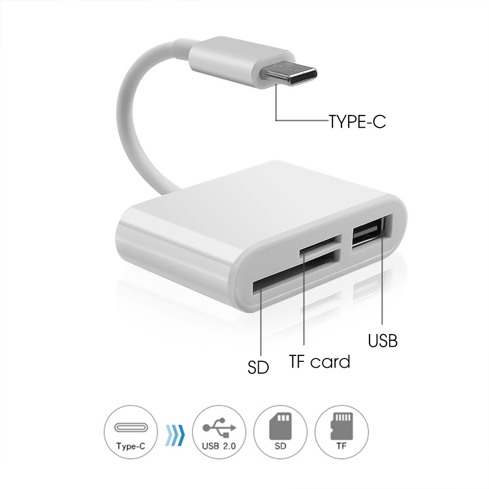 Leitor De Cartões 3 Em 1 Tipo C Para SD TF OTG USB Hub Adaptador Transferência De Dados Telefone Celular Laptop Tablet