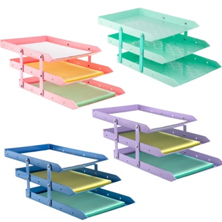 Bandeja porta documentos tripla móvel organizadora de papeis e documentos cores tom pastel Maxcril em Oferta na Shopee