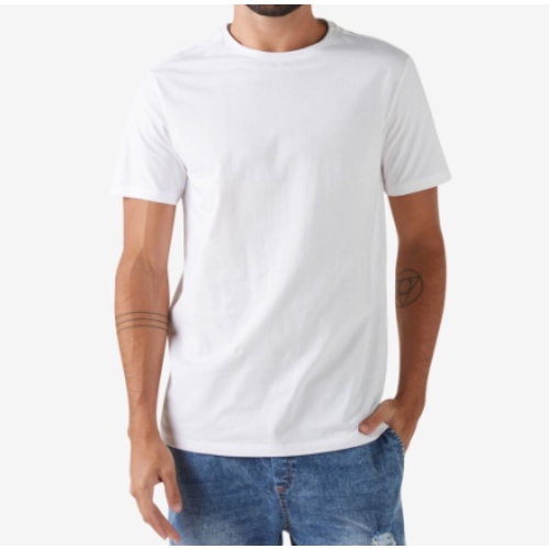 Camiseta Masculina Branca Lisa Básica 100% Algodão Premium em Oferta na Shopee