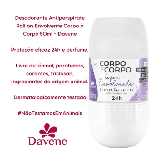 1-2-3-4-5-6 Desodorante Davene Corpo À Corpo Roll On Envolvente Nova Embalagem