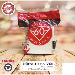 200 Filtro Hario V60 Branco Tamanho 01// em Oferta na Shopee