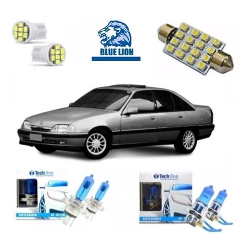 Kit Lampadas Gm Chevrolet Omega Led Farol H4 H3 Super Branca