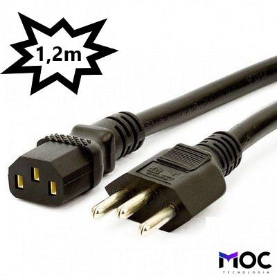 Cabo de Força Energia Tripolar Padrão Novo 1,2m Para Fonte; Monitor; Impressora básica em Oferta na Shopee