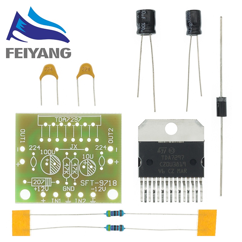 Conjunto 1 Tda7297 Placa Amplificadora Peças De Reposição Dc 12 V Grau 2.0 Dupla Codificação De Áudio 15 W Kit Eletrônico Diy