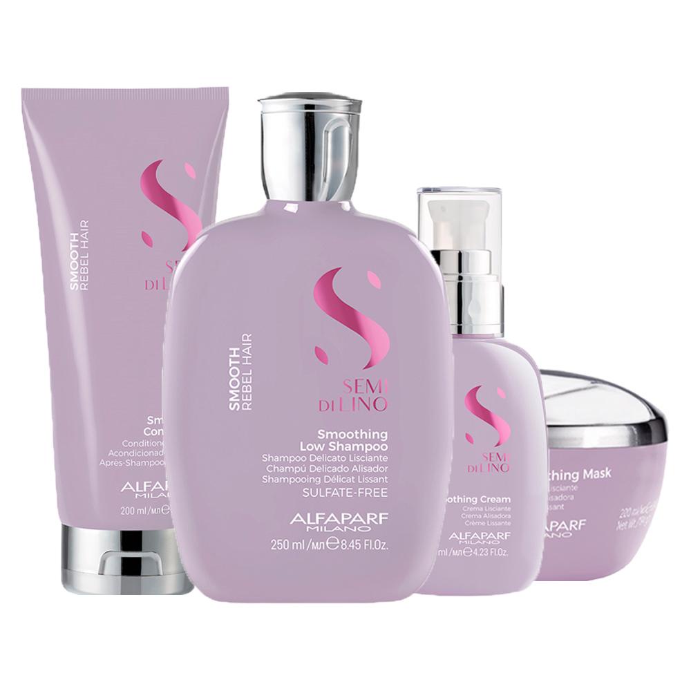 Kit Alfaparf Semi Di Lino Smooth - Sh + Cond + Másc + Creme - Beauty
