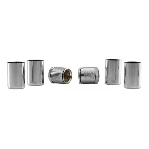 Kit 04 Bicos De Válvula Cromado De Roda Pneu Em Metal
