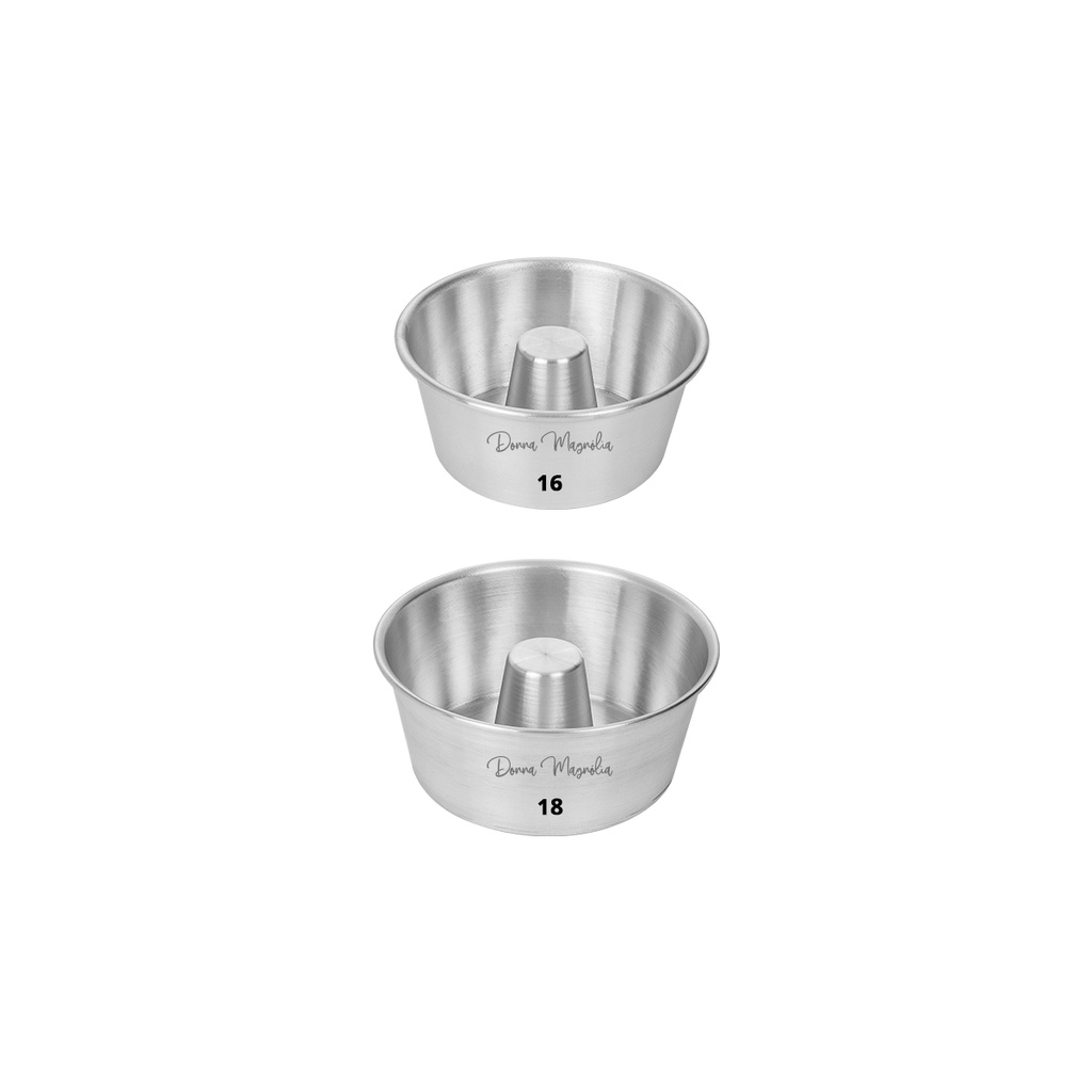 Jogo  2  (DUAS) Jogo Kit Forma Bolo PUDIM Redonda C / TUBO 16 e 18 Aluminio - B77