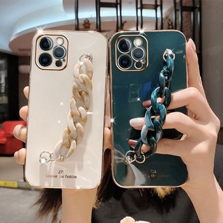 Revestimento Capa Samsung S20 S21FE Nota 20 S22 S21 S20 S10 Plus Luxo Silicone Mármore Pulseira Corrente Telefone Traseira De Macio