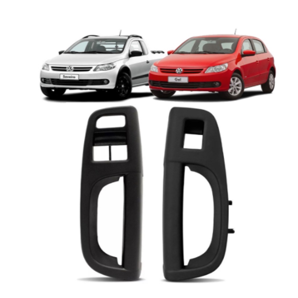 Par Moldura Botão Vidro Elétrico Puxador Porta Gol Voyage G5 G6 G7 2008 2009 2010 2011 2012 2013 2014 2015 2016 2017  - VW3000 / VW3010