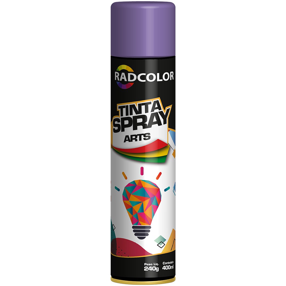 Spray Tinta Lilas Brilhante Cor Especial Rara para Madeira, Metais, Artesanato, etc - 400ml Radcolor Fenomenal
