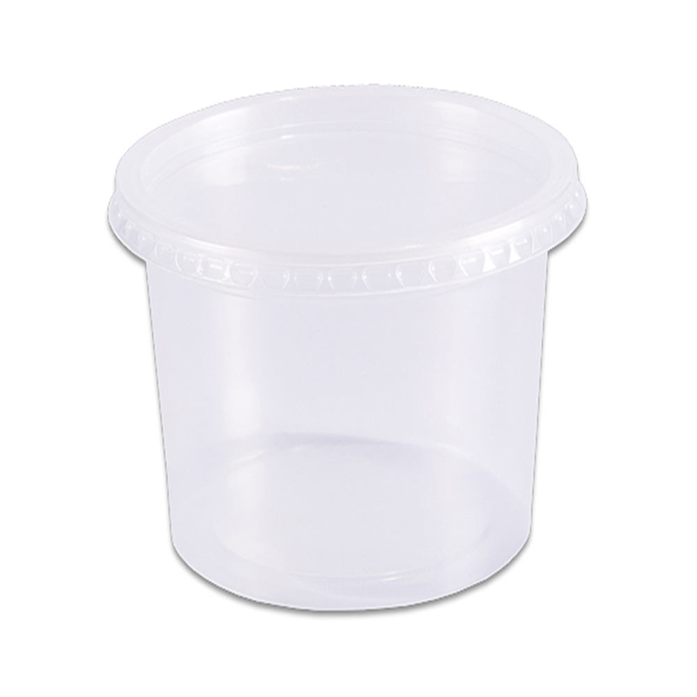 Pote Plástico Redondo Transparente 350ml c/24 - Prafesta