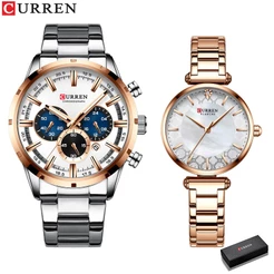 Relógio De Pulso Luxuoso À Prova D'água De Aço Inoxidável Curren Quartz 8355 9072