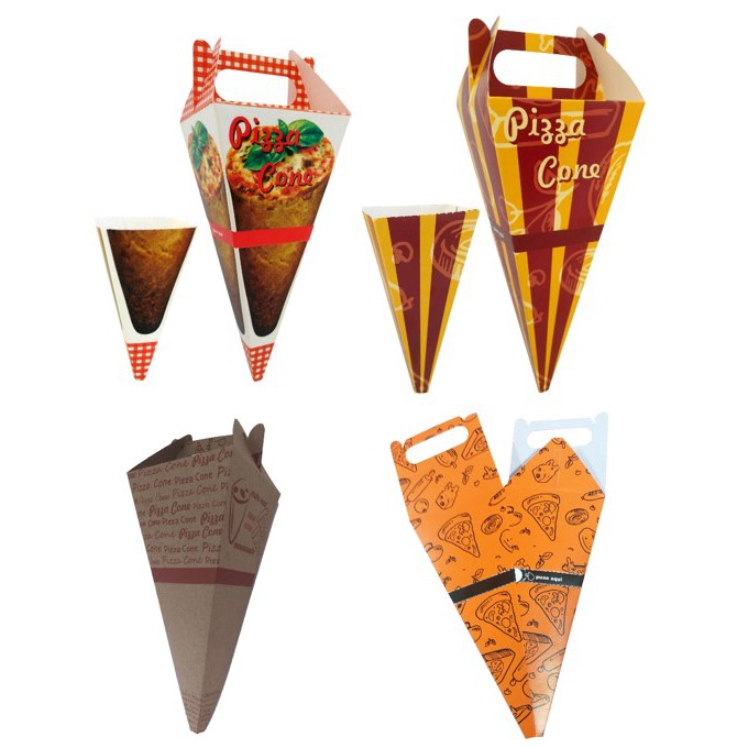 100 Unid. Embalagem Pizza Cone