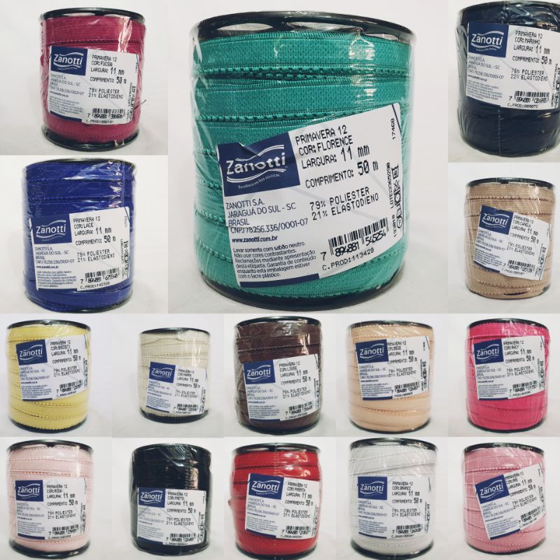 Elástico Zanotti Primavera 12 11mm- 1 Rolo 50 metros (Cor) bico ,bico de pato. em Oferta na Shopee