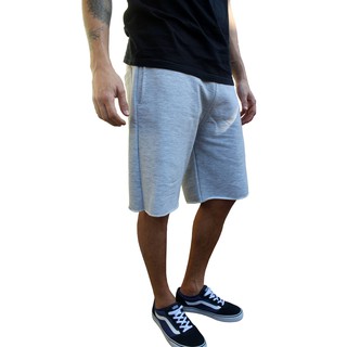 BERMUDA MOLETOM MASCULINA - CINZA MESCLA