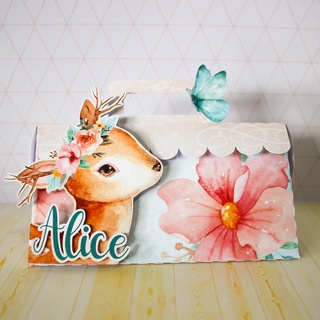 Kit com 5 Caixas Bolsinha Personalizada Bosque Boho Menina 3d