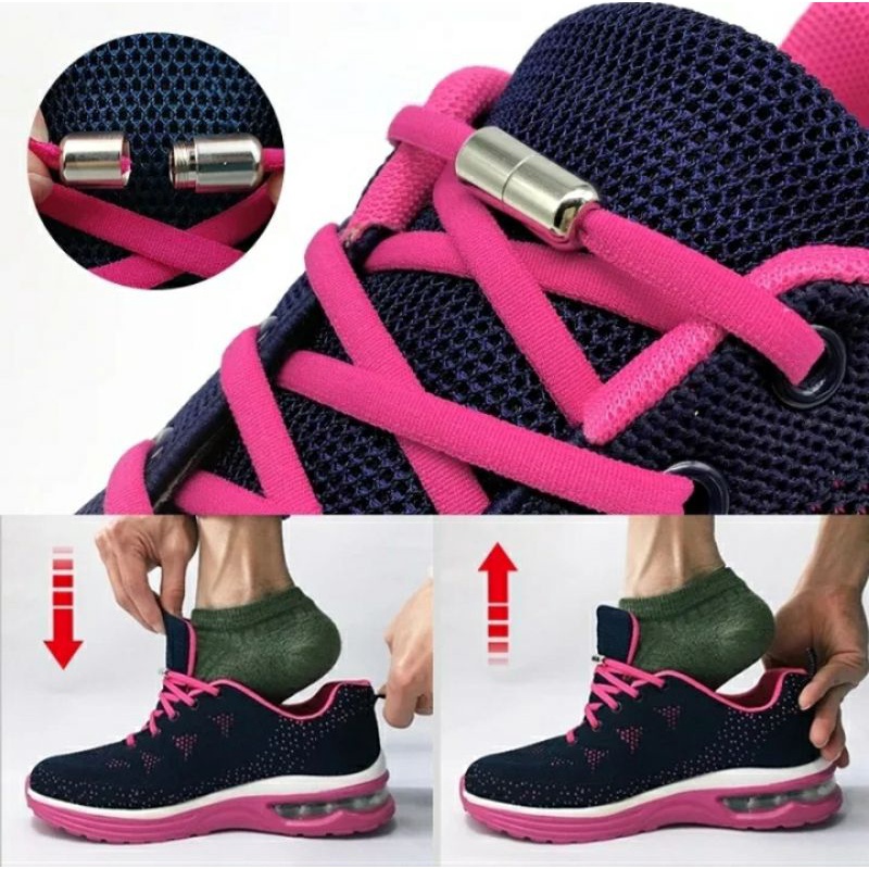 Cadarços elásticos sem amarração laços de sapato semicírculo para crianças e adultos tênis cadarço rápido preguiçoso metal corda redonda