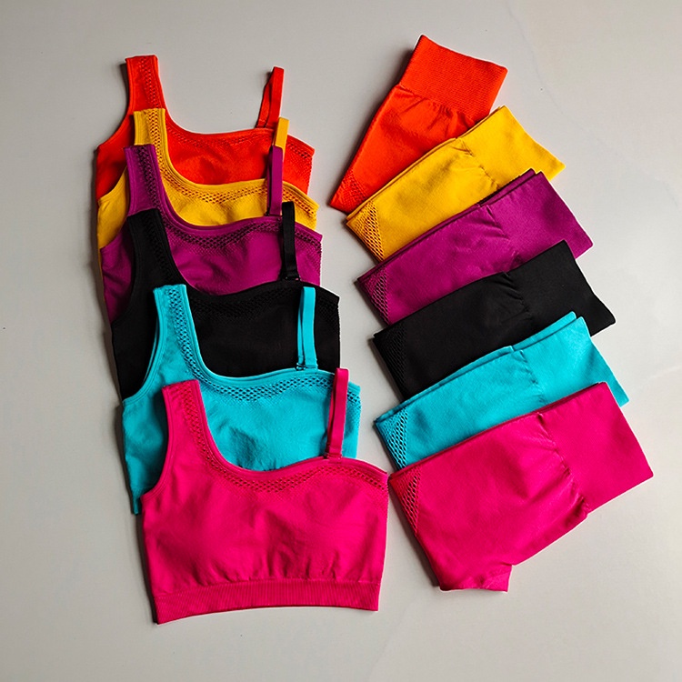 Conjunto De Roupas De Fitness Feminina Com Bojo E Tiras Push-up
