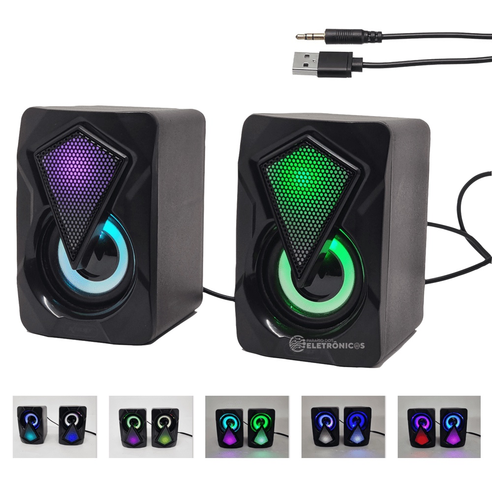 Caixa Multimídia Amplificação 6W RMS LED RGB PC Notebook Designer Sofisticado KPRO800